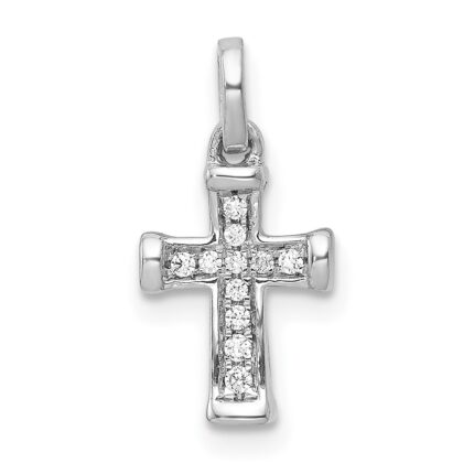 10K White Gold Small 1/20ct. Diamond Latin Cross Pendant