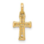 14k Small 1/20 carat Diamond Latin Cross Pendant - Image 4