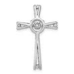 14k White Gold 1/15 carat Vibrant Moving Diamond Cross Chain Slide