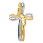 14k Two-tone 1/20 carat Diamond Cross Omega Slide Pendant - Image 3