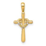 14k Diamond Cross with Heart Pendant