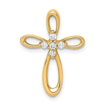 14k 1/10 carat Diamond Cross Chain Slide