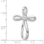 14k White Gold 1/6 carat Diamond Cross Omega Slide Pendant - Image 4
