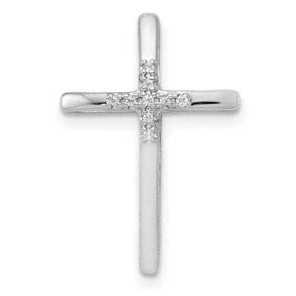 14k White Gold .03 carat Diamond Cross Chain Slide