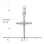 10K White Gold .01ct. Diamond Polished Budded Cross Pendant - Image 4