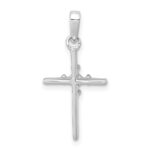 14k White Gold .01 carat Diamond Polished Cross Pendant - Image 3