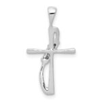 14k White Gold .01 carat Diamond Cross Pendant - Image 3