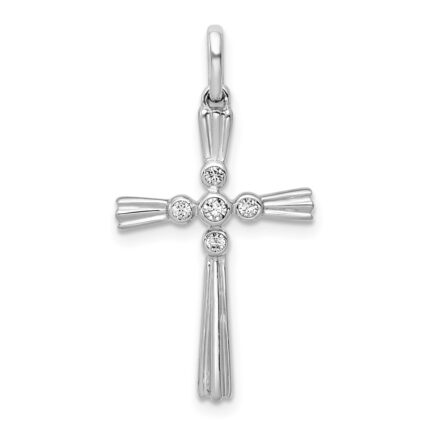 14k White Gold 1/15 carat Diamond Cross Pendant