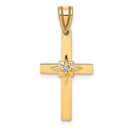 14k Diamond Star Cross Pendant