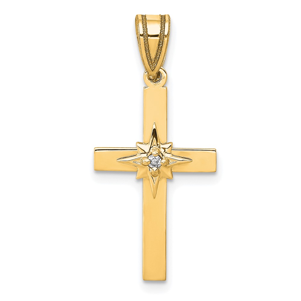 PM5037-001-YA.jpg 14k Diamond Star Cross Pendant - Image 1