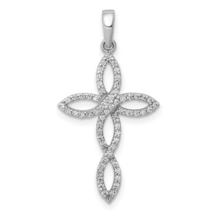 14k White Gold 1/4 carat Diamond Cross Pendant
