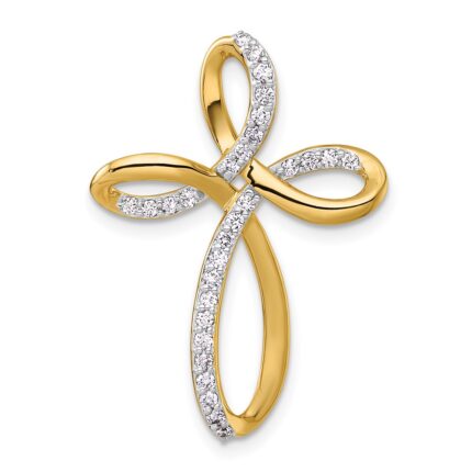 14k 1/3 carat Diamond Cross Omega Slide