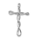 14k White Gold 1/6 carat Diamond Twisted Cross Chain Slide - Image 3