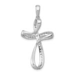 14k White Gold 1/5 carat Diamond Cross Pendant - Image 3