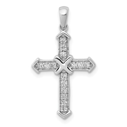 14k White Gold 1/6 carat Lab Grown Diamond VS/SI+ G+ Complete Cross Pendant