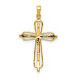 14k and White Rhodium .03 carat Diamond Cross Pendant - Image 3