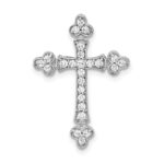 10K White Gold 1/4ct. Diamond Budded Cross Chain Slide