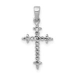 14k White Gold 1/10 carat Diamond Fleur e Lis Cross Pendant - Image 3