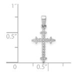 14k White Gold 1/10 carat Diamond Fleur e Lis Cross Pendant - Image 4