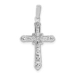 14k White Gold 1/6 carat Diamond Filigree Cross Pendant - Image 3