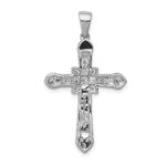 14k White Gold 1/3 carat Diamond Filigree Cross Pendant - Image 3