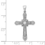14k White Gold 1/3 carat Diamond Filigree Cross Pendant - Image 4