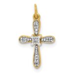 10K and Rhodium .03ct. Diamond Cross Charm