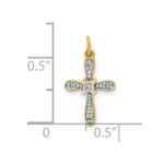 10K and Rhodium .03ct. Diamond Cross Charm - Image 4