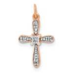 14k Rose Gold .03 carat Diamond Cross Charm