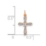 14k Rose Gold .03 carat Diamond Cross Charm - Image 3