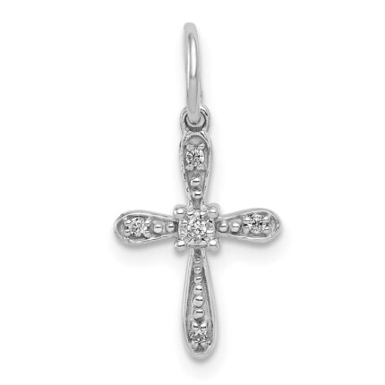 14k White Gold .03 carat Diamond Cross Charm