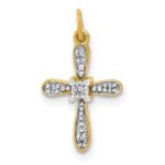 14k and White Rhodium .03 carat Diamond Cross Charm