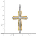 14k Two-tone 1/3 carat Diamond Passion Cross Pendant - Image 4