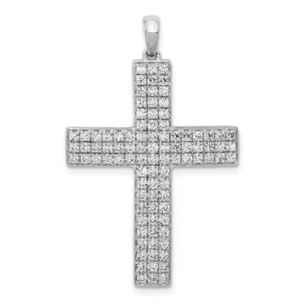 14k White Gold 1 carat Lab Grown Diamond VS/SI+ G+ Complete Latin Cross Pendant