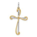 14k Two-tone 1/6 carat Diamond Cross Pendant - Image 3