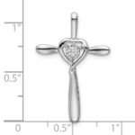 14k White Gold Diamond Heart Omega Slide Pendant - Image 4
