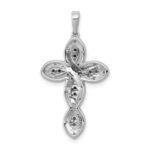 14k White Gold 1/5 carat White and Blue Diamond Cross Pendant - Image 3