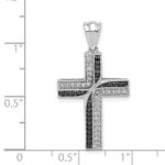14k White Gold 1/5 carat Black and White Diamond Cross Pendant - Image 4