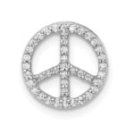 14k White Gold 1/6 carat Lab Grown Diamond VS/SI+ G+ Complete Peace Sign Chain Slide Pendant
