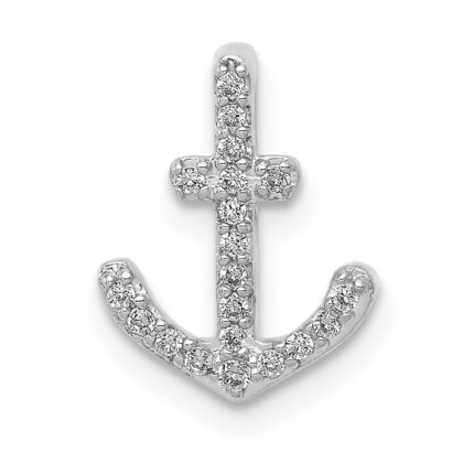 14k White Gold 1/10 carat Diamond Anchor Chain Slide