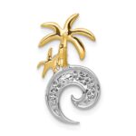 14k Two-tone Diamond Double Palm Tree and Wave Chain Slide - Image 3