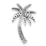 14k White Gold 1/4 carat White and Green Diamond Palm Tree Chain Slide - Image 3