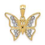 14k and Rhodium Diamond Butterfly Pendant