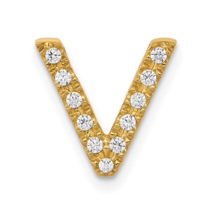 10K  Diamond Letter V Initial Charm
