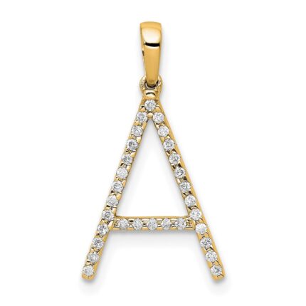 14K Diamond Letter A Initial Pendant