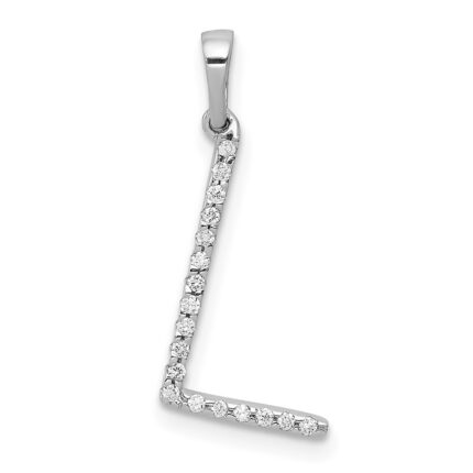 14K White Gold Diamond Letter L Initial Pendant