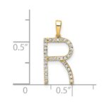 14K Diamond Letter R Initial Pendant - Image 3
