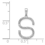 14K White Gold Diamond Letter S Initial Pendant - Image 4