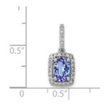 14k White Gold .94 Oval Tanzanite and Diamond Rectangle Halo Pendant - Image 4