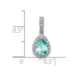 Pure Serenity 14k White Gold 1/8 carat Lab Grown Diamond VS/SI+ G+ and Lab Created Paraiba Pear Pendant - Image 2